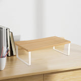 Maxbell Computer Stand Organize Sturdy Monitor Riser Stand Versatile Notebook Holder Wood and White