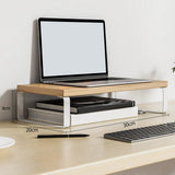 Maxbell Computer Stand Organize Sturdy Monitor Riser Stand Versatile Notebook Holder Wood and White