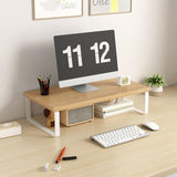 Maxbell Computer Stand Organize Sturdy Monitor Riser Stand Versatile Notebook Holder Wood and White