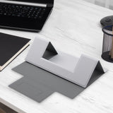 Maxbell Portable PU Laptop Folding Stand for Traveling 5kg Load Bearing Space Saving Silver Gray