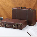 Wooden Trunk Suitcase Luggage Trunk for Window Display Themed Party Keepsake 40cmx10cmx23.5cm