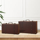 Wooden Trunk Suitcase Luggage Trunk for Window Display Themed Party Keepsake 40cmx10cmx23.5cm