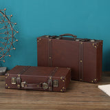 Wooden Trunk Suitcase Luggage Trunk for Window Display Themed Party Keepsake 40cmx10cmx23.5cm