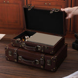 Wooden Trunk Suitcase Luggage Trunk for Window Display Themed Party Keepsake 40cmx10cmx23.5cm