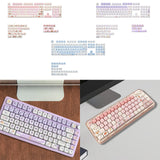 Maxbell Mechanical Keyboard Keycaps Replacement Clear Word Heat Sublimation Key Caps Pink 140 Keys