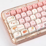 Maxbell Mechanical Keyboard Keycaps Replacement Clear Word Heat Sublimation Key Caps Pink 140 Keys
