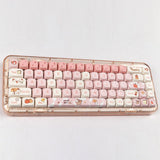 Maxbell Mechanical Keyboard Keycaps Replacement Clear Word Heat Sublimation Key Caps Pink 140 Keys