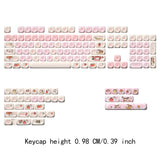 Maxbell Mechanical Keyboard Keycaps Replacement Clear Word Heat Sublimation Key Caps Pink 140 Keys