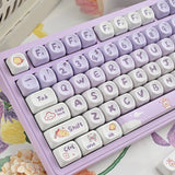 Maxbell Mechanical Keyboard Keycaps Replacement Clear Word Heat Sublimation Key Caps Purple 142 Keys