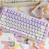 Maxbell Mechanical Keyboard Keycaps Replacement Clear Word Heat Sublimation Key Caps Purple 142 Keys