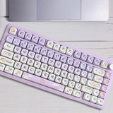 Maxbell Mechanical Keyboard Keycaps Replacement Clear Word Heat Sublimation Key Caps Purple 142 Keys