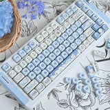 Maxbell Mechanical Keyboard Keycaps Replacement Clear Word Heat Sublimation Key Caps Blue 132 Keys