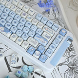 Maxbell Mechanical Keyboard Keycaps Replacement Clear Word Heat Sublimation Key Caps Blue 132 Keys
