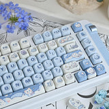 Maxbell Mechanical Keyboard Keycaps Replacement Clear Word Heat Sublimation Key Caps Blue 132 Keys