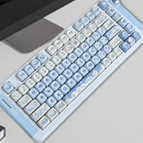 Maxbell Mechanical Keyboard Keycaps Replacement Clear Word Heat Sublimation Key Caps Blue 132 Keys