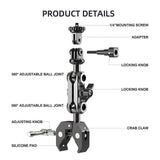 Maxbell Camera Clamp Mount Metal Flexible for Microphones Cross Bar DSLR Camera Rig