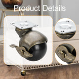 Maxbell Ball Caster Wheels Set of 4 with Brake Brass Vintage Antique Style for Chair 1.5inch