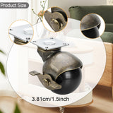 Maxbell Ball Caster Wheels Set of 4 with Brake Brass Vintage Antique Style for Chair 1.5inch