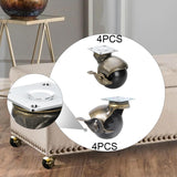 Maxbell Ball Caster Wheels Set of 4 with Brake Brass Vintage Antique Style for Chair 1.5inch