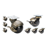 Maxbell Ball Caster Wheels Set of 4 with Brake Brass Vintage Antique Style for Chair 1.5inch