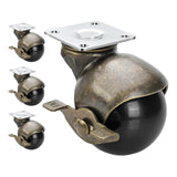 Maxbell Ball Caster Wheels Set of 4 with Brake Brass Vintage Antique Style for Chair 1.5inch