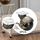 Maxbell Ball Caster Wheels Set of 4 with Brake Brass Vintage Antique Style for Chair 1.5inch