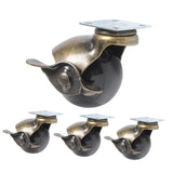 Maxbell Ball Caster Wheels Set of 4 with Brake Brass Vintage Antique Style for Chair 2inch