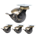 Maxbell Ball Caster Wheels Set of 4 with Brake Brass Vintage Antique Style for Chair 2inch