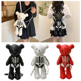 Maxbell Skeleton Bear Backpack Gothic Shoulder Bag for Travel Shopping