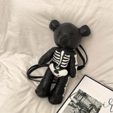 Maxbell Skeleton Bear Backpack Gothic Shoulder Bag for Travel Shopping