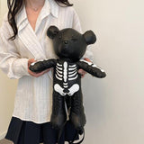 Maxbell Skeleton Bear Backpack Gothic Shoulder Bag for Travel Shopping