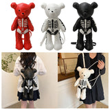 Maxbell Skeleton Bear Backpack Gothic Shoulder Bag for Travel Shopping
