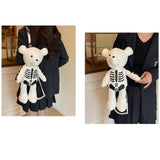 Maxbell Skeleton Bear Backpack Gothic Shoulder Bag for Travel Shopping