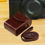 Maxbell Camera Case Stylish PU Leather Waterproof Small Lightweight Camera Sling Bag Coffee