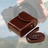 Maxbell Camera Case Stylish PU Leather Waterproof Small Lightweight Camera Sling Bag Coffee