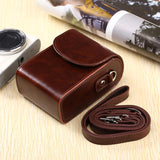 Maxbell Camera Case Stylish PU Leather Waterproof Small Lightweight Camera Sling Bag Coffee