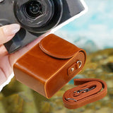 Maxbell Camera Case Stylish PU Leather Waterproof Small Lightweight Camera Sling Bag Brown