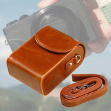 Maxbell Camera Case Stylish PU Leather Waterproof Small Lightweight Camera Sling Bag Brown