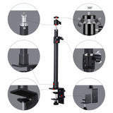 Maxbell Desktop Light Stand with Ball Head for Live Streaming Videoconferencing DSLR Small