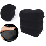 Maxbell Inflatable Travel Foot Rest Adjustable Height for Long Trip Office Home Cars Black
