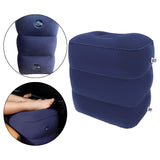 Maxbell Inflatable Travel Foot Rest Adjustable Height for Long Trip Office Home Cars Blue