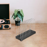 Maxbell Vinyl Record Stand Newspaper Vinyl Record Organizer for Shelf Office Desktop black