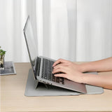 Maxbell Laptop Sleeve Case with Stand Protective Cover Carrying Case PU Leather Bag Light Gray