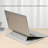 Maxbell Laptop Sleeve Case with Stand Protective Cover Carrying Case PU Leather Bag Light Gray