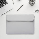 Maxbell Laptop Sleeve Case with Stand Protective Cover Carrying Case PU Leather Bag Light Gray