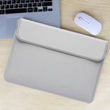 Maxbell Laptop Sleeve Case with Stand Protective Cover Carrying Case PU Leather Bag Light Gray
