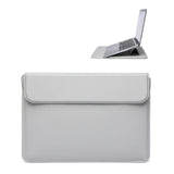 Maxbell Laptop Sleeve Case with Stand Protective Cover Carrying Case PU Leather Bag Light Gray