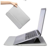 Maxbell Laptop Sleeve Case with Stand Protective Cover Carrying Case PU Leather Bag Light Gray
