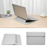 Maxbell Laptop Sleeve Case with Stand Protective Cover Carrying Case PU Leather Bag Light Gray