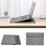 Maxbell Laptop Sleeve Case with Stand Protective Cover Carrying Case PU Leather Bag Dark Gray